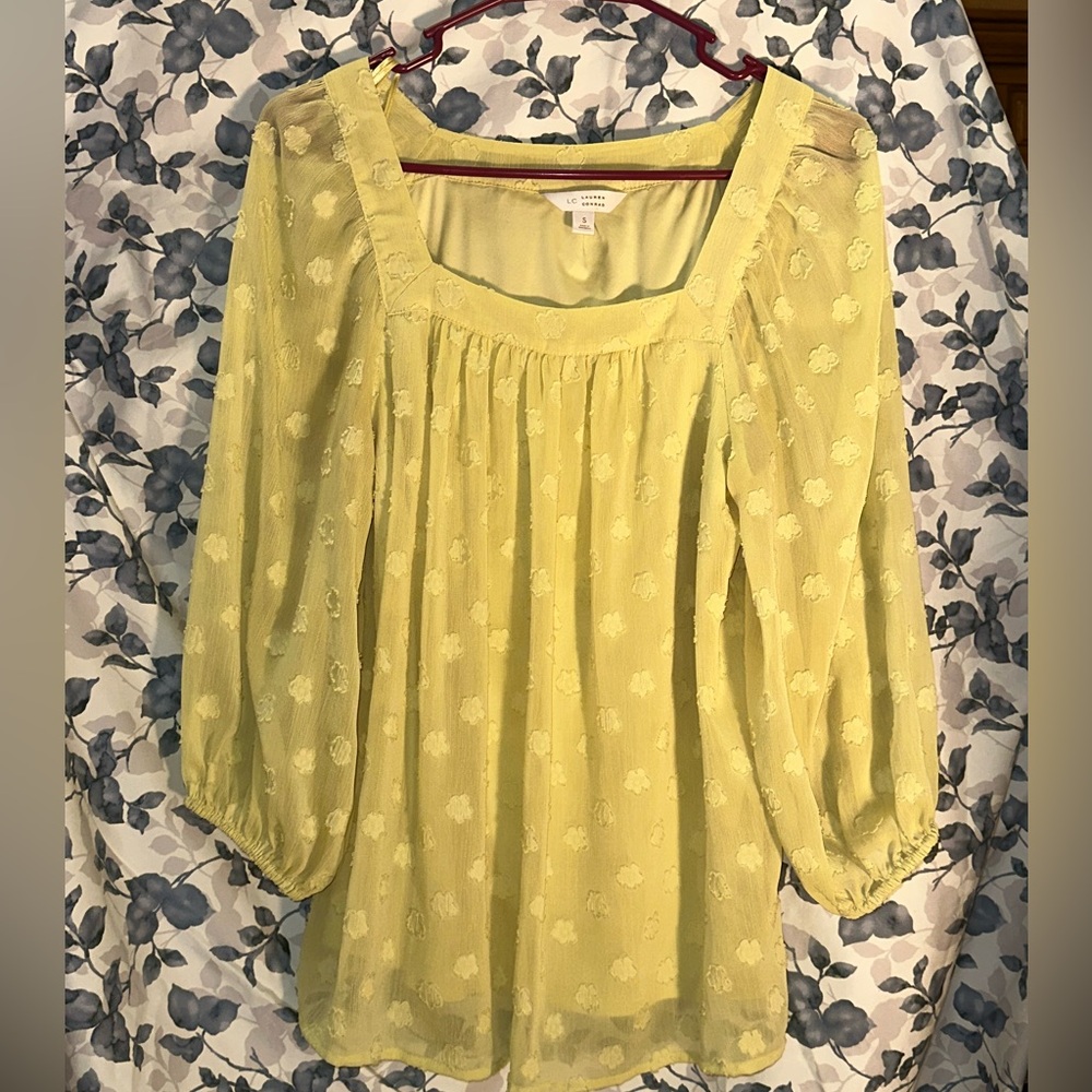 LC Lauren Conrad Soft Yellow Floral Blouse